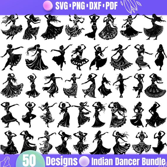 Indian Folk Dance Silhouette