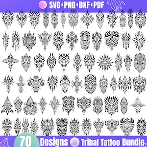 Hochqualitatives Tribal Tattoo SVG Bundle, Tribal Tattoo dxf, Tribal Tattoo png, Tribal Tattoo vektor, Tribal Tattoo Clipart, Tribal Tattoo Art