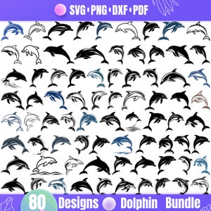 Bundle SVG Dauphin de haute qualité, dxf Dauphin, png Dauphin, vecteur Dauphin, clipart Dauphin, Dauphin mignon svg, svg Ocean Life, svg Dolphin Jump