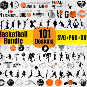 Basketball SVG Bundle - 101 Basketball Silhouettes, Clipart, and Quotes for Cricut & Laser Cut - Basketball for Shirts and Team Crafts