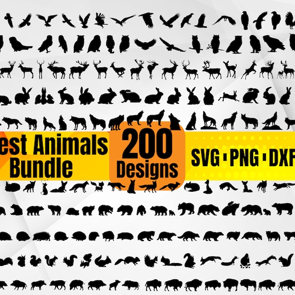 Paquete SVG de animales del bosque de alta calidad, animales salvajes svg, monograma de animales del bosque, animales del bosque svg, animales del bosque png