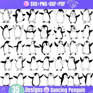 Dancing Penguin SVG Bundle – 35 Cute Baby Penguins for Cricut, Funny Dancing Penguin, Cute Cartoon Penguin, Penguin Illustrations