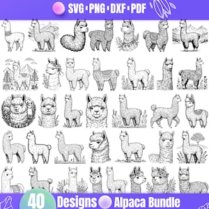 高品質のアルパカ SVG バンドル、アルパカ dxf、アルパカ png、アルパカ ベクター、アルパカ クリップアート、アルパカ ヘッド svg、アルパカ フェイス svg、かわいいアルパカ svg