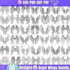 High Quality Angel Wings SVG Bundle, Angel Wings dxf, Angel Wings png, Angel Wings vector, Angel Wings clipart, Wings svg, Funeral svg