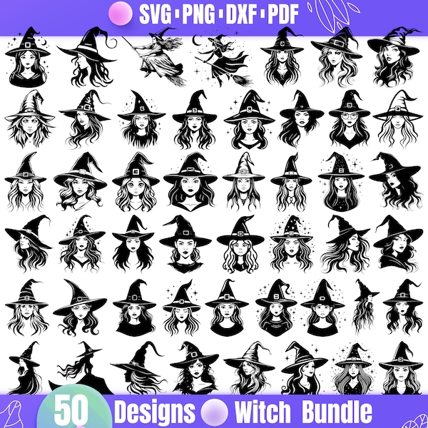 High Quality Witch SVG Bundle, Witch dxf, Witch png, Witch vector, Witch clipart, Witch on Broom svg, Flying Witch svg, Halloween svg