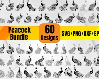High Quality Peacock SVG Bundle, Peacock monogram, Peacock dxf,Peacock png,Peacock vector,Peacock design, Peacock Bird svg