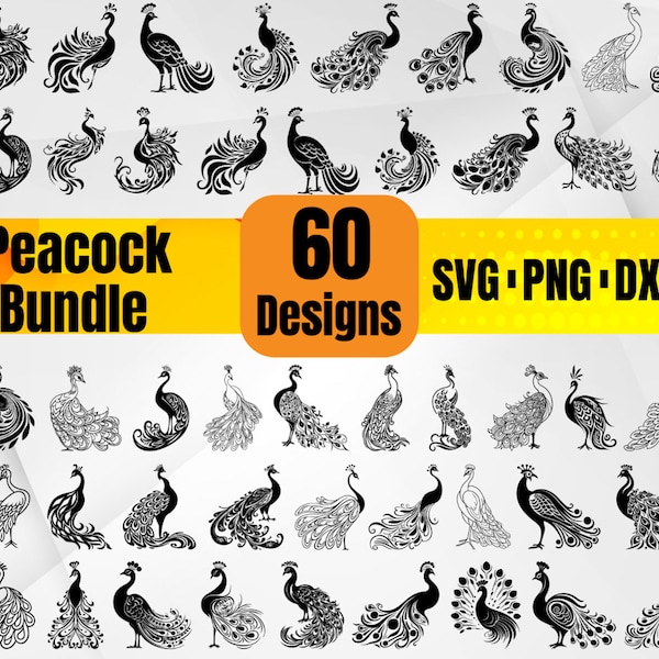High Quality Peacock SVG Bundle, Peacock monogram, Peacock dxf,Peacock png,Peacock vector,Peacock design, Peacock Bird svg