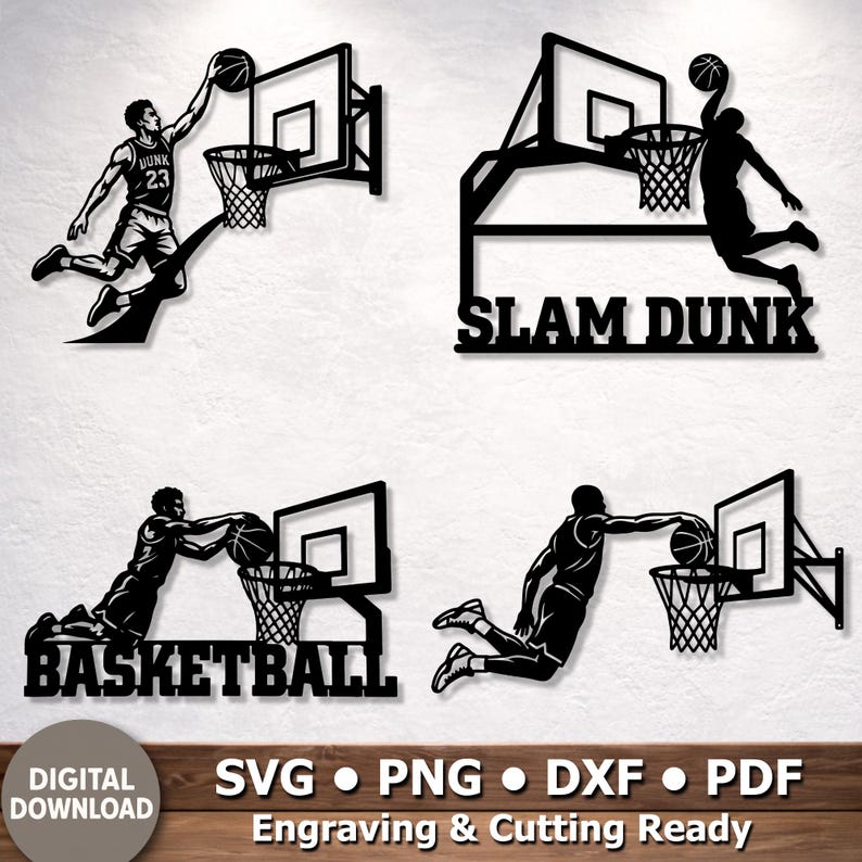 Basketball SVG Bundle, Slam Dunk Player Wall Art Laser Cut File for ...