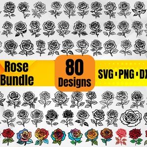 Rose SVG – Floral Design, Flower Art, Romantic Clipart, Garden Decor, Digital & Craft Design