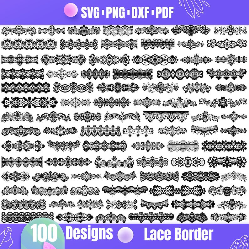 Puede incluir: Una colecci&oacute;n de 100 dise&ntilde;os de bordes de encaje en blanco y negro. Los dise&ntilde;os son intrincados y detallados, y ser&iacute;an perfectos para agregar un toque de elegancia a cualquier proyecto.