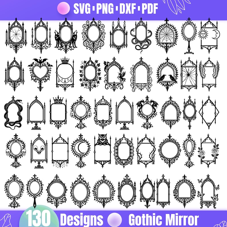 High Quality Gothic Mirror SVG Bundle, Gothic Mirror dxf, Gothic Mirror png, Gothic Mirror vector, Gothic Mirror clipart,Medieval Mirror svg image 1