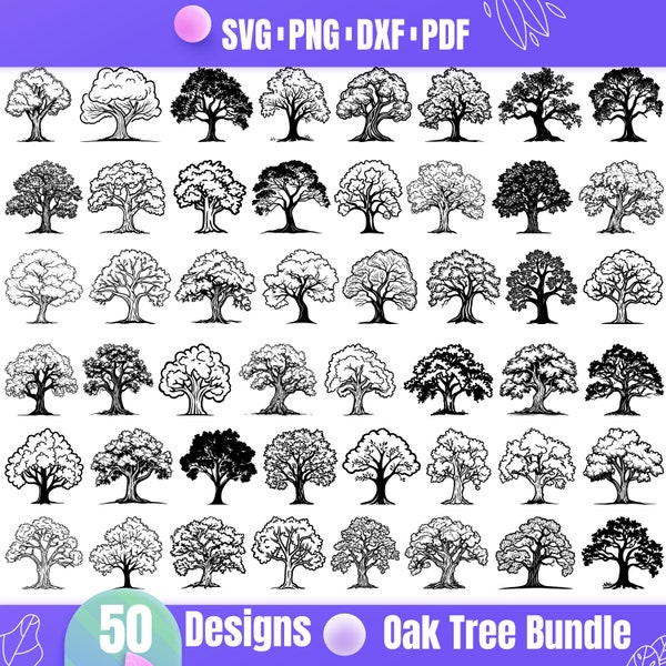 High Quality Oak Tree SVG Bundle, Oak Tree dxf, Oak Tree png, Oak Tree vector, Oak Tree clipart, Big Tree svg, Oak Tree Print, Oak Tree art