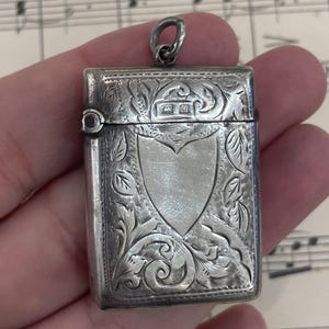 Antique English Sterling Silver Match Case Vesta c1911