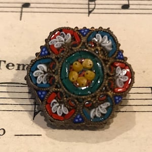 Antique Italian Micromosaic Micro Mosaic Brooch c1920