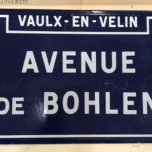 Vintage French Enameled Street Sign Plaque Avenue de Bohlen
