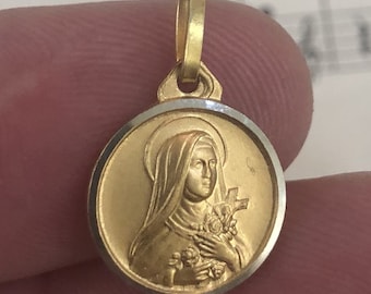 Ancien Souvenir Sainte Thérèse De Lisieux – Chevalet En Bois Avec Médaille Bronze (France)