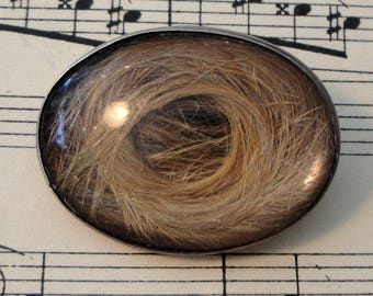 Broche/alfiler antiguo inglés de luto en plata de ley, c.1890