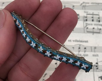 Rare Antique Italian Micromosaic Micro Mosaic Millefiori Scarf Brooch c1900