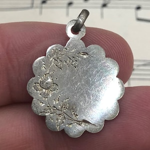 Antique French Art Nouveau Silver 800 First Communion Medal Flowers c1900