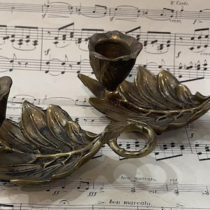 Antique French Art Nouveau Bronze Candlestick Holders Pair c1920