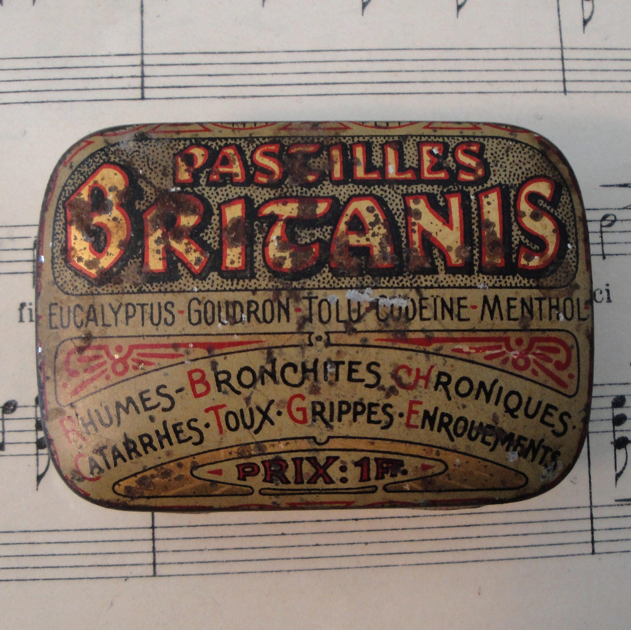 Antique French Sore Throat Cough Medicine Codeine Tin Box Etsy