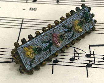 Antique Italian Micromosaic Micro Mosaic Millefiori Brooch c1900