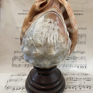 Rare Antique Italian Carved Shell Cameo 3 graces c1920