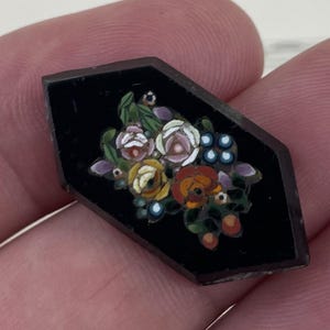 Antique Italian Micro Mosaic Micromosaic Plaque Flowers Millefiori c1900