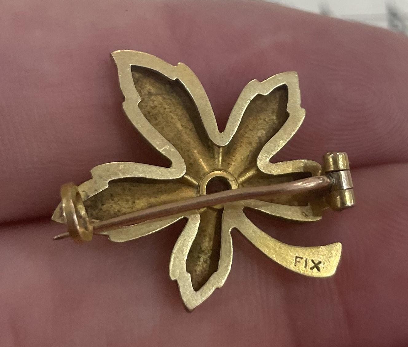 Broche Ancienne Style Art Nouveau En Plaque Or - Occasion, Origine France