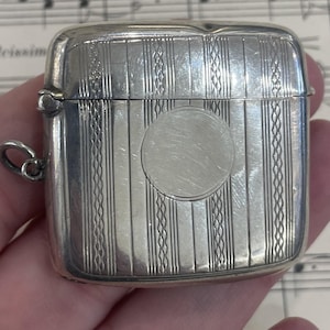 Antique English Sterling Silver Match Case Vesta c1920