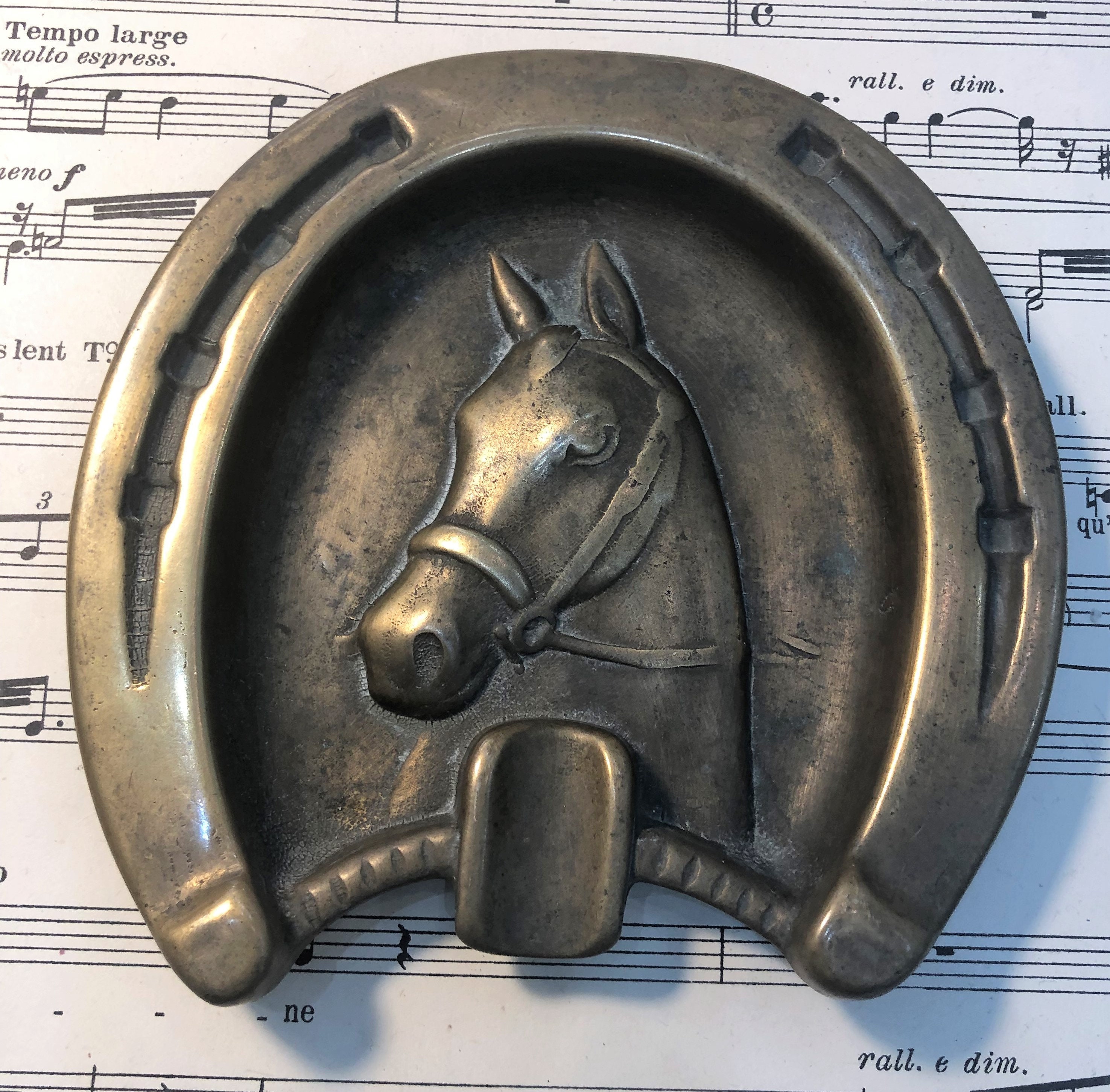 Antique French Bronze Ashtray Tray with Horse Horseshoe c1940 Etsy