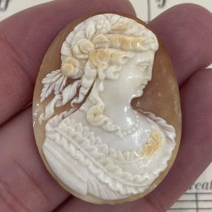 Rare Antique Italian Carved Shell Cameo Mythology Roman Goddess c1900