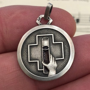 Antique French Sterling Silver 800 Enameled Medal Blood Type AB+ c1940