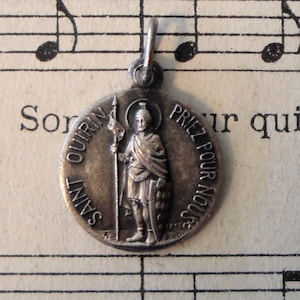 Antique French Religious Medal St. Quirin Patron Saint of Soldiers / Animals c1940