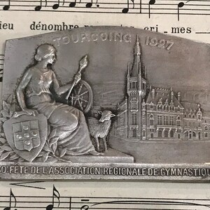 Antique French Bronze Plaque Tourcoing Gymnastics c1927