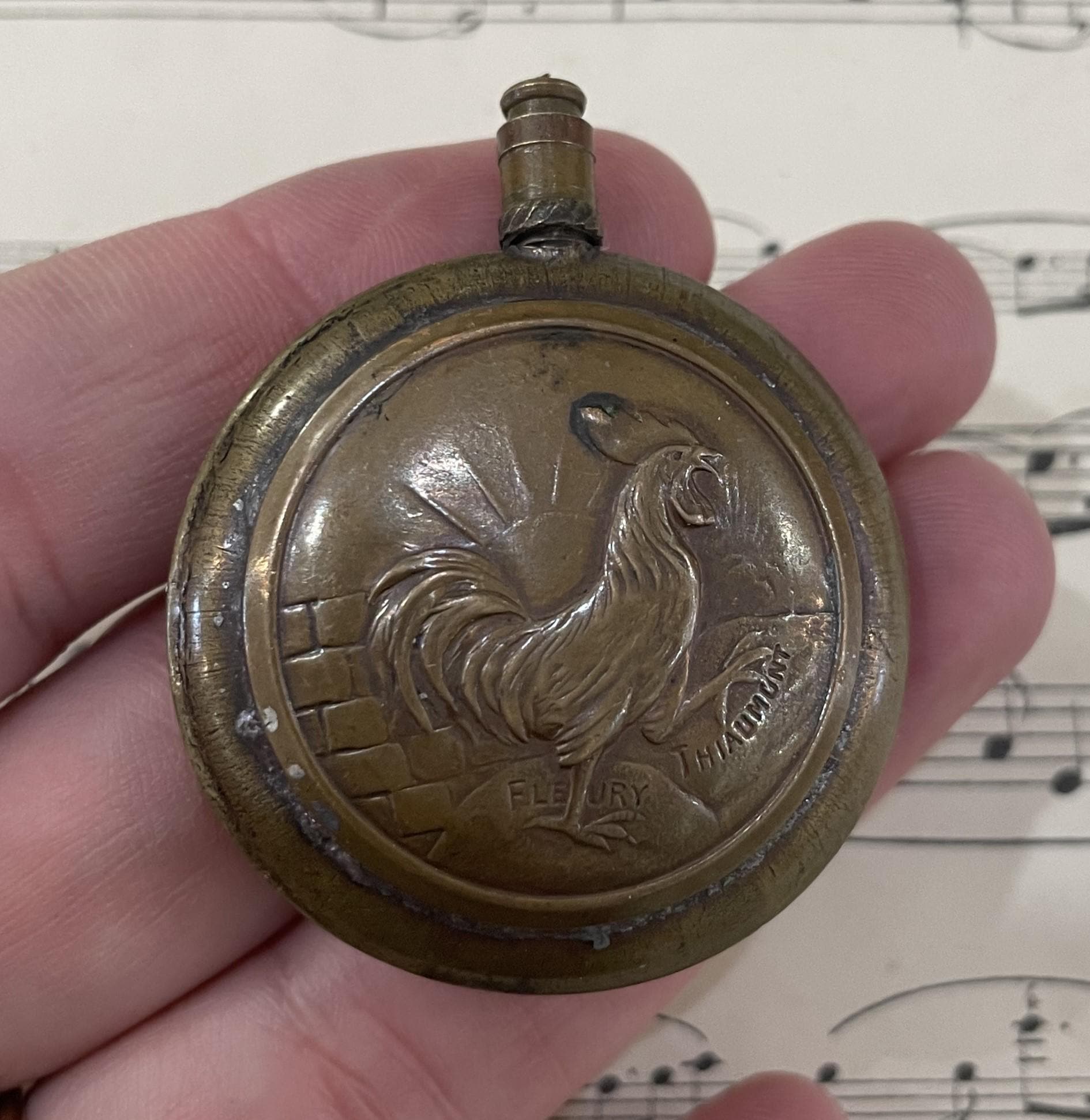 Rare Antique French Trench Art Cigarette Lighter WW1 Rooster Lion C1910