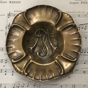 Antiek Frans bronzen dienblad Art Nouveau-initialen M.S. ca. 1920