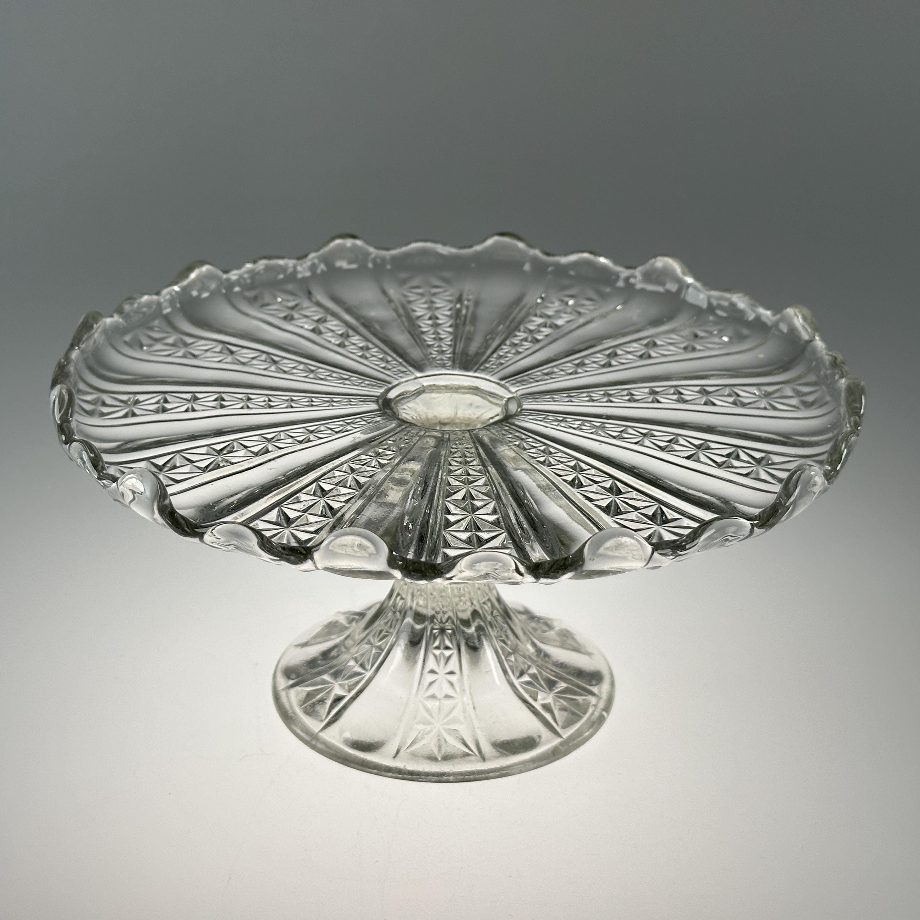 レア アンティーク ボヘミアン 8.5 インチ ガラス ケーキ スタンド