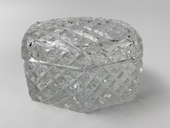 Vintage Czechoslovakian Crystal Jewellery Box - J… - image 1