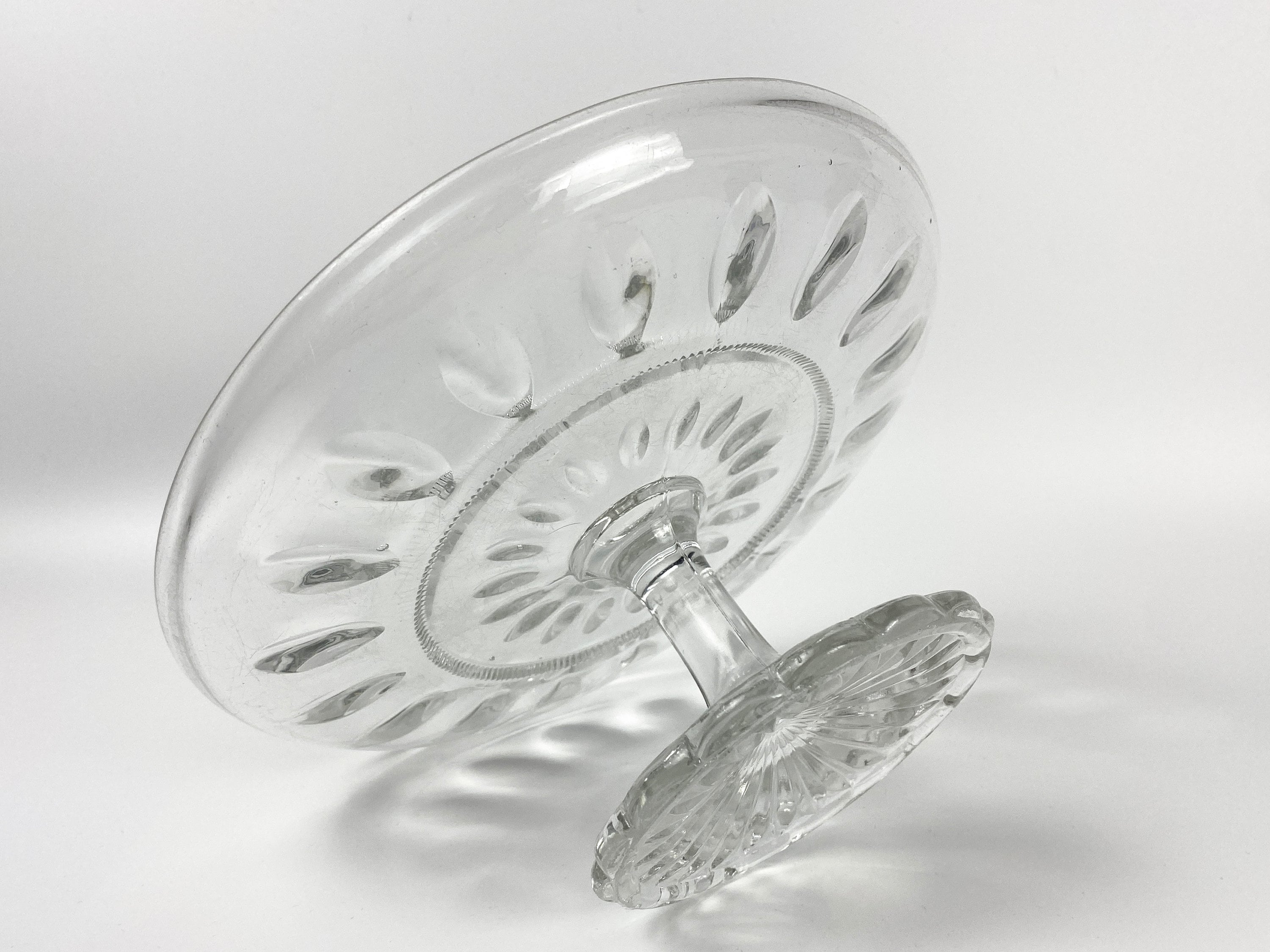 アンティーク英国製 8.5インチガラスケーキスタンド - Sowerby's