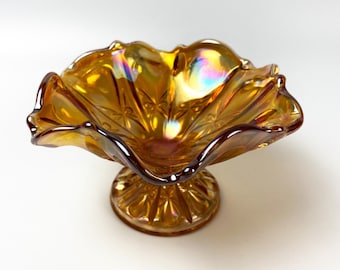 Antique Carnival Glass 5&quot; Comport - Imperial Glass Company &#39;Propeller&#39; - ca.  1910s to 20s