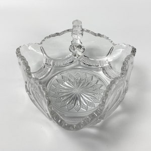 Antique EAPG Handled Dish or Nappy - US Glass Company No. 15086 &#39;Mirror&#39; - ca. 1904