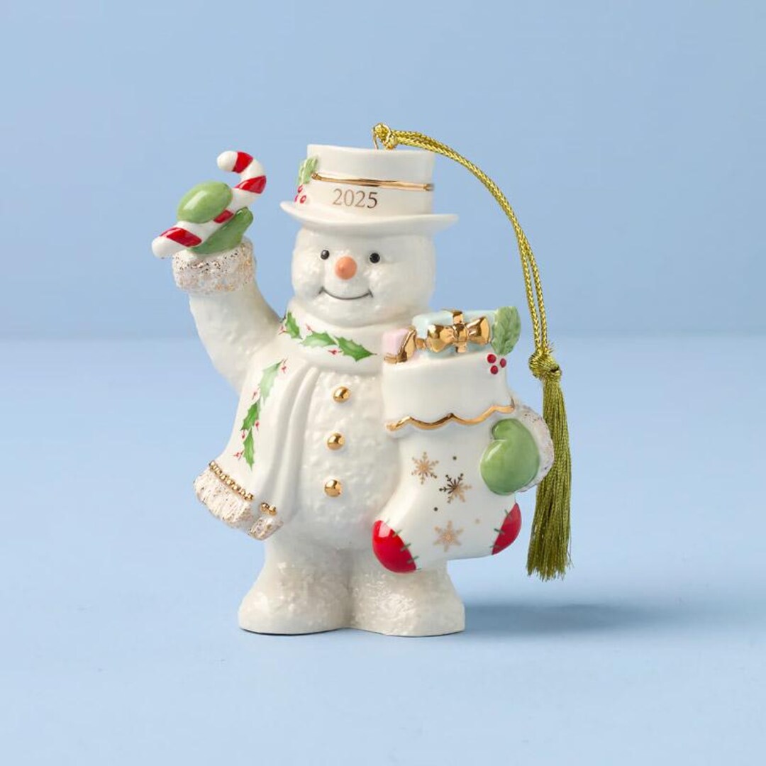 Lenox Stocking Splendor LENOX 2025 Annual SNOWMAN With Stocking ORNAMENT New 897134 - Etsy
