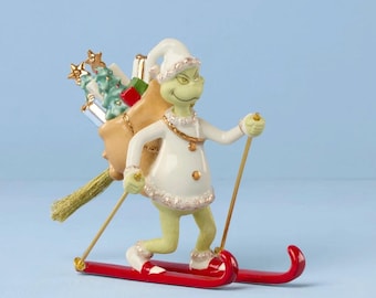 Lenox 2026 Annual Dr seuss GRINCH On Skis Christmas Ornament New 898475