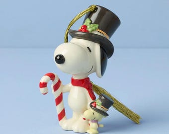 LENOX 2025 Peanuts SNOOPY & Woodstock with Candy Cane Christmas ORNAMENT 896793