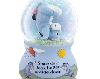 Disney Winnie The Pooh Some Days Look Better Upside Down MUSICAL Glitter Globe