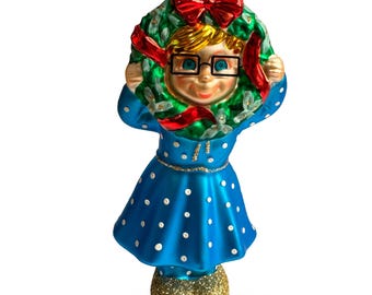 MRS. BEASLEY Wreath Glass Heirloom Christmas Ornament Ashton Drake New