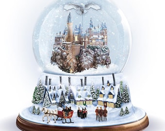 HARRY POTTER I'd Rather Stay At HOGWARTS Rotating Musical Glitter Globe New