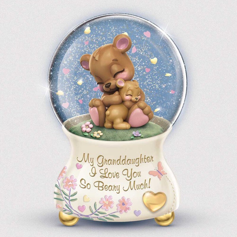 My Granddaughter I Love You So Beary Much MUSICAL Snowglobe New