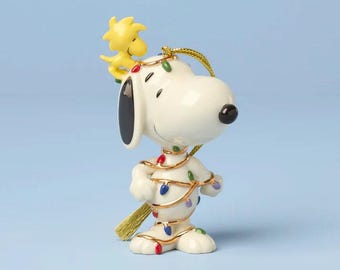 LENOX 2026 Snoopy & Woodstock Tangled in Lights Annual Christmas Ornament 898474